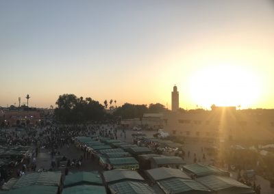 Sonnenuntergang am Platz Djemaa el Fna